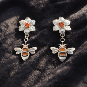 Bee and flower earrings